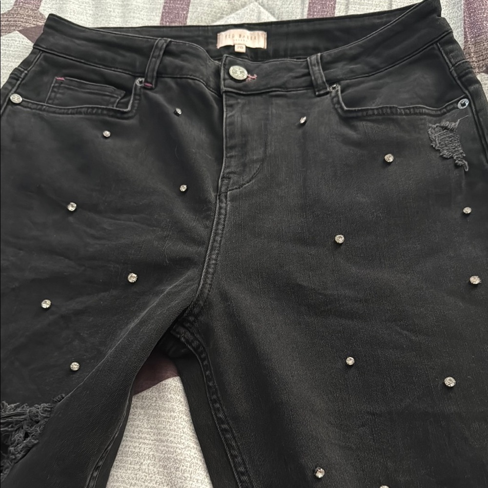Ted Baker Black Skinny Jeans with Silver Accents